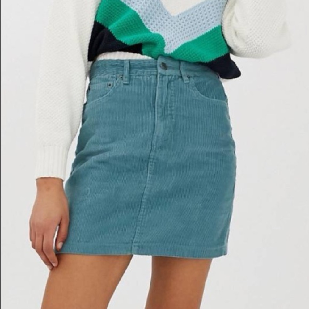 Vero Moda Blue Corduroy Mini Skirt Size M NWT High Rise 100% Cotton